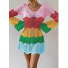 imageFalechay Womens Swimsuit Cover Up Long Sleeve Crochet Bathing Suit Mesh Backless Cover Ups Summer Beach Vacation Outfits 2026Rainbow Stripe