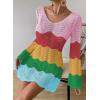 imageFalechay Womens Swimsuit Cover Up Long Sleeve Crochet Bathing Suit Mesh Backless Cover Ups Summer Beach Vacation Outfits 2026Rainbow Stripe