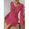 imageFalechay Womens Swimsuit Cover Up Long Sleeve Crochet Bathing Suit Mesh Backless Cover Ups Summer Beach Vacation Outfits 2026Rose