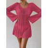 imageFalechay Womens Swimsuit Cover Up Long Sleeve Crochet Bathing Suit Mesh Backless Cover Ups Summer Beach Vacation Outfits 2026Rose