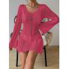 imageFalechay Womens Swimsuit Cover Up Long Sleeve Crochet Bathing Suit Mesh Backless Cover Ups Summer Beach Vacation Outfits 2026Rose