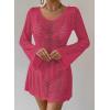 imageFalechay Womens Swimsuit Cover Up Long Sleeve Crochet Bathing Suit Mesh Backless Cover Ups Summer Beach Vacation Outfits 2026Rose