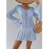 imageFalechay Womens Swimsuit Cover Up Long Sleeve Crochet Bathing Suit Mesh Backless Cover Ups Summer Beach Vacation Outfits 2026Sky Blue