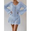 imageFalechay Womens Swimsuit Cover Up Long Sleeve Crochet Bathing Suit Mesh Backless Cover Ups Summer Beach Vacation Outfits 2026Sky Blue