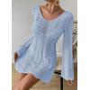 imageFalechay Womens Swimsuit Cover Up Long Sleeve Crochet Bathing Suit Mesh Backless Cover Ups Summer Beach Vacation Outfits 2026Sky Blue