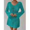 imageFalechay Womens Swimsuit Cover Up Long Sleeve Crochet Bathing Suit Mesh Backless Cover Ups Summer Beach Vacation Outfits 2026Turquoise