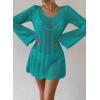 imageFalechay Womens Swimsuit Cover Up Long Sleeve Crochet Bathing Suit Mesh Backless Cover Ups Summer Beach Vacation Outfits 2026Turquoise