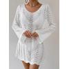 imageFalechay Womens Swimsuit Cover Up Long Sleeve Crochet Bathing Suit Mesh Backless Cover Ups Summer Beach Vacation Outfits 2026White