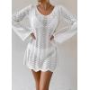 imageFalechay Womens Swimsuit Cover Up Long Sleeve Crochet Bathing Suit Mesh Backless Cover Ups Summer Beach Vacation Outfits 2026White