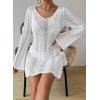 imageFalechay Womens Swimsuit Cover Up Long Sleeve Crochet Bathing Suit Mesh Backless Cover Ups Summer Beach Vacation Outfits 2026White