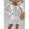 imageFalechay Womens Swimsuit Cover Up Long Sleeve Crochet Bathing Suit Mesh Backless Cover Ups Summer Beach Vacation Outfits 2026White