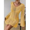 imageFalechay Womens Swimsuit Cover Up Long Sleeve Crochet Bathing Suit Mesh Backless Cover Ups Summer Beach Vacation Outfits 2026Yellow
