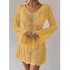 imageFalechay Womens Swimsuit Cover Up Long Sleeve Crochet Bathing Suit Mesh Backless Cover Ups Summer Beach Vacation Outfits 2026Yellow