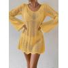 imageFalechay Womens Swimsuit Cover Up Long Sleeve Crochet Bathing Suit Mesh Backless Cover Ups Summer Beach Vacation Outfits 2026Yellow