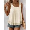 imageWomens Tank Tops Flowy Sleeveless Summer Boho Tank Top for Women Casual Crewneck Strap Lace Camisole ShirtsApricot
