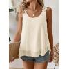 imageWomens Tank Tops Flowy Sleeveless Summer Boho Tank Top for Women Casual Crewneck Strap Lace Camisole ShirtsApricot