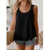imageWomens Tank Tops Flowy Sleeveless Summer Boho Tank Top for Women Casual Crewneck Strap Lace Camisole ShirtsBlack