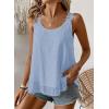 imageWomens Tank Tops Flowy Sleeveless Summer Boho Tank Top for Women Casual Crewneck Strap Lace Camisole ShirtsBlue