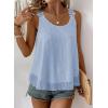 imageWomens Tank Tops Flowy Sleeveless Summer Boho Tank Top for Women Casual Crewneck Strap Lace Camisole ShirtsBlue