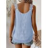 imageWomens Tank Tops Flowy Sleeveless Summer Boho Tank Top for Women Casual Crewneck Strap Lace Camisole ShirtsBlue