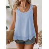 imageWomens Tank Tops Flowy Sleeveless Summer Boho Tank Top for Women Casual Crewneck Strap Lace Camisole ShirtsBlue