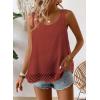 imageWomens Tank Tops Flowy Sleeveless Summer Boho Tank Top for Women Casual Crewneck Strap Lace Camisole ShirtsBrick Red1
