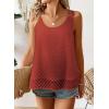 imageWomens Tank Tops Flowy Sleeveless Summer Boho Tank Top for Women Casual Crewneck Strap Lace Camisole ShirtsBrick Red1