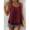 imageWomens Tank Tops Flowy Sleeveless Summer Boho Tank Top for Women Casual Crewneck Strap Lace Camisole ShirtsBurgundy