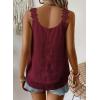 imageWomens Tank Tops Flowy Sleeveless Summer Boho Tank Top for Women Casual Crewneck Strap Lace Camisole ShirtsBurgundy