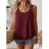 imageWomens Tank Tops Flowy Sleeveless Summer Boho Tank Top for Women Casual Crewneck Strap Lace Camisole ShirtsBurgundy