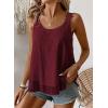 imageWomens Tank Tops Flowy Sleeveless Summer Boho Tank Top for Women Casual Crewneck Strap Lace Camisole ShirtsBurgundy