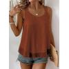 imageWomens Tank Tops Flowy Sleeveless Summer Boho Tank Top for Women Casual Crewneck Strap Lace Camisole ShirtsCaramel