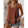 imageWomens Tank Tops Flowy Sleeveless Summer Boho Tank Top for Women Casual Crewneck Strap Lace Camisole ShirtsCaramel