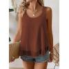 imageWomens Tank Tops Flowy Sleeveless Summer Boho Tank Top for Women Casual Crewneck Strap Lace Camisole ShirtsCaramel