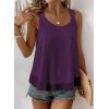 imageWomens Tank Tops Flowy Sleeveless Summer Boho Tank Top for Women Casual Crewneck Strap Lace Camisole ShirtsDark Purple