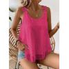 imageWomens Tank Tops Flowy Sleeveless Summer Boho Tank Top for Women Casual Crewneck Strap Lace Camisole ShirtsHot Pink