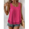 imageWomens Tank Tops Flowy Sleeveless Summer Boho Tank Top for Women Casual Crewneck Strap Lace Camisole ShirtsHot Pink