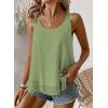 imageWomens Tank Tops Flowy Sleeveless Summer Boho Tank Top for Women Casual Crewneck Strap Lace Camisole ShirtsLight Green