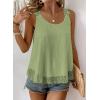 imageWomens Tank Tops Flowy Sleeveless Summer Boho Tank Top for Women Casual Crewneck Strap Lace Camisole ShirtsLight Green