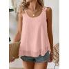 imageWomens Tank Tops Flowy Sleeveless Summer Boho Tank Top for Women Casual Crewneck Strap Lace Camisole ShirtsLight Pink