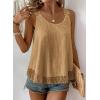 imageWomens Tank Tops Flowy Sleeveless Summer Boho Tank Top for Women Casual Crewneck Strap Lace Camisole ShirtsMocha