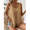 imageWomens Tank Tops Flowy Sleeveless Summer Boho Tank Top for Women Casual Crewneck Strap Lace Camisole ShirtsMocha
