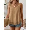 imageWomens Tank Tops Flowy Sleeveless Summer Boho Tank Top for Women Casual Crewneck Strap Lace Camisole ShirtsMocha
