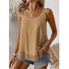 imageWomens Tank Tops Flowy Sleeveless Summer Boho Tank Top for Women Casual Crewneck Strap Lace Camisole ShirtsMocha