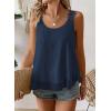 imageWomens Tank Tops Flowy Sleeveless Summer Boho Tank Top for Women Casual Crewneck Strap Lace Camisole ShirtsNavy Blue