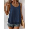 imageWomens Tank Tops Flowy Sleeveless Summer Boho Tank Top for Women Casual Crewneck Strap Lace Camisole ShirtsNavy Blue