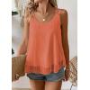 imageWomens Tank Tops Flowy Sleeveless Summer Boho Tank Top for Women Casual Crewneck Strap Lace Camisole ShirtsOrange