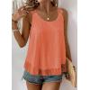 imageWomens Tank Tops Flowy Sleeveless Summer Boho Tank Top for Women Casual Crewneck Strap Lace Camisole ShirtsOrange