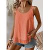 imageWomens Tank Tops Flowy Sleeveless Summer Boho Tank Top for Women Casual Crewneck Strap Lace Camisole ShirtsOrange
