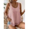 imageWomens Tank Tops Flowy Sleeveless Summer Boho Tank Top for Women Casual Crewneck Strap Lace Camisole ShirtsPink